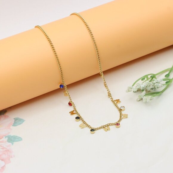 Colorful Charm Yellow Necklace with Gold Plated Chain, XPNL0371 - Picture 8 of 11